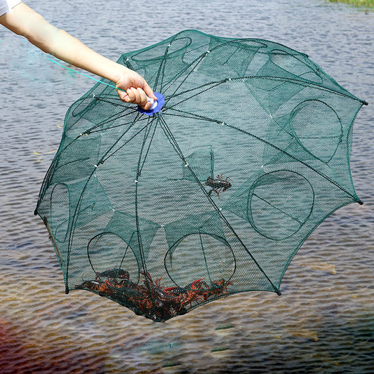Best folding fishing umbrella net for bait and small aquatic animals | Multi-entry trap net for shrimp, crabs, and small fish | Easy-to-use folding fishing net for ponds, rivers, and lakes | Compact and lightweight umbrella-style fishing trap | Efficient folding fishing net for passive bait collection