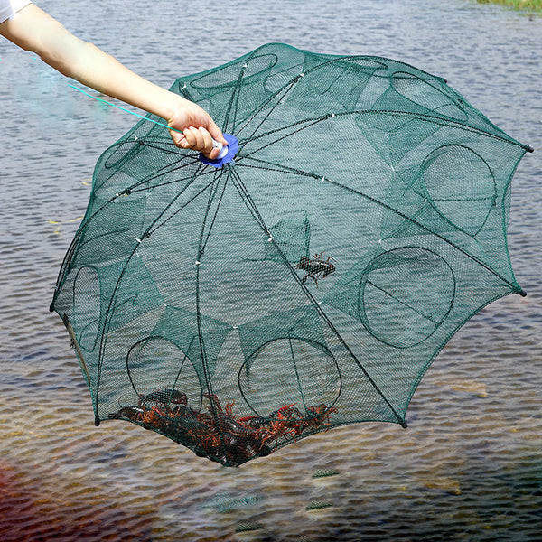 Best folding fishing umbrella net for bait and small aquatic animals | Multi-entry trap net for shrimp, crabs, and small fish | Easy-to-use folding fishing net for ponds, rivers, and lakes | Compact and lightweight umbrella-style fishing trap | Efficient folding fishing net for passive bait collection