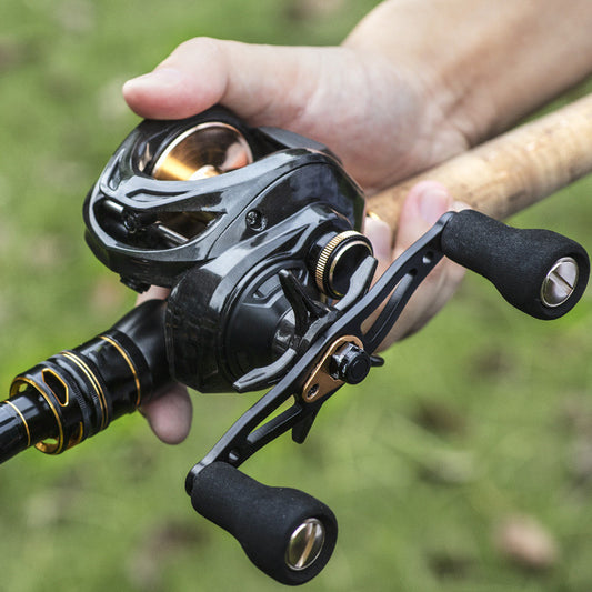 Carbon fishing reel rocker arm for smooth reeling and control | Lightweight and strong carbon handle for fishing reels | Fishing reel upgrade part – carbon rocker wheel with metal knob | Ergonomic carbon fiber handle for spinning or casting reels | High-performance carbon reel handle for custom fishing gear