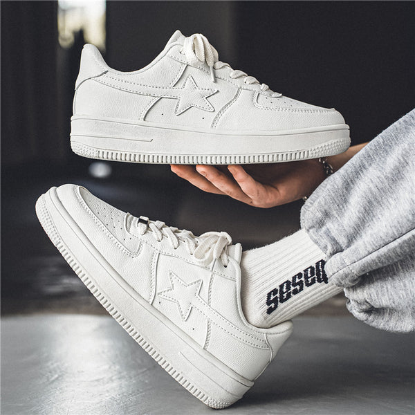 Nike thick soled white casual sneakers for men | Men’s Nike white sneakers with thick sole | Nike casual white sneakers for men, side view | Thick sole Nike men’s white fashion sneakers | Lightweight Nike white sneakers for everyday wear
